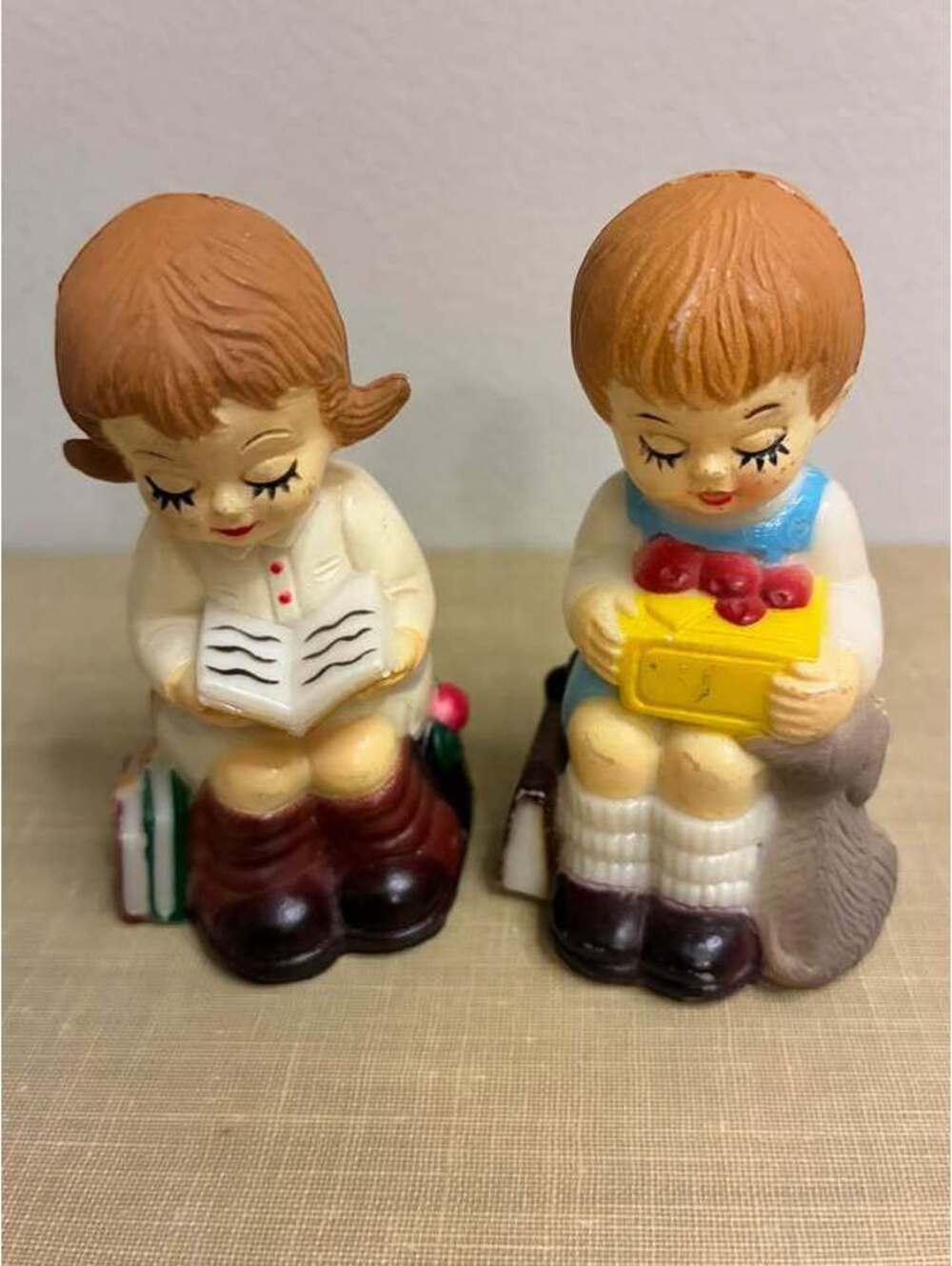 Vintage Salt & Pepper Shakers – 1980s Boy Girl Figurines